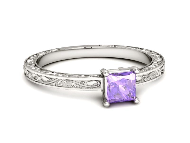 Złoty pierścionek z tanzanitem białe złoto - p16275bt — zdjęcie 5