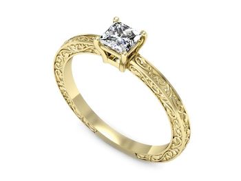 Złoty Pierścionek z diamentem żółte złoto 585 - p16275z - 1
