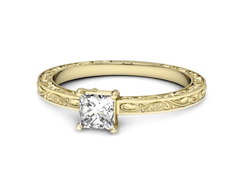 Złoty pierścionek z diamentem żółte złoto - p16275z — zdjęcie 5