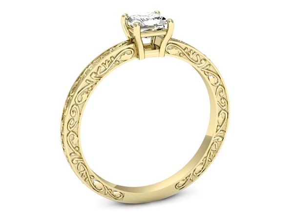 Złoty Pierścionek z diamentem żółte złoto 585 - p16275z