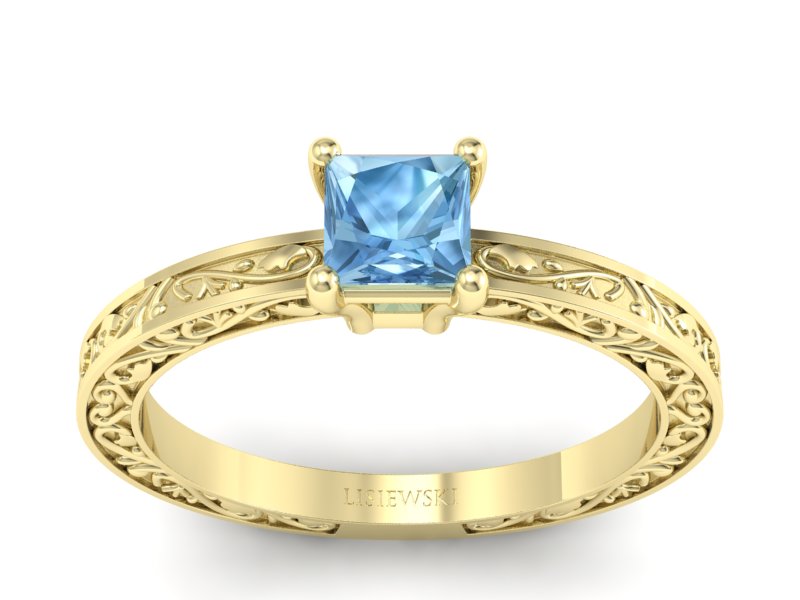 Złoty pierścionek z topazem żółte złoto - p16275za