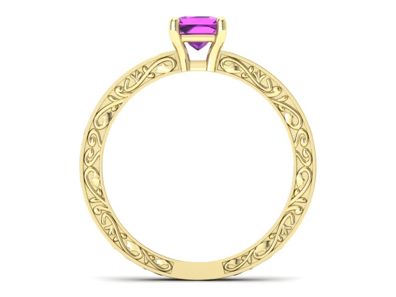 Złoty pierścionek z ametystem żółte złoto - p16275zat — zdjęcie 2