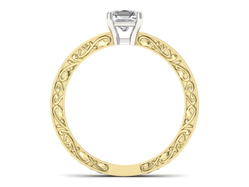 Pierścionek z diamentem żółte białe złoto - p16275zb — zdjęcie 2