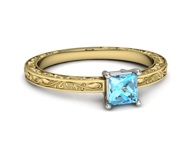 Pierścionek z topazem żółte białe złoto - p16275zba — zdjęcie 5