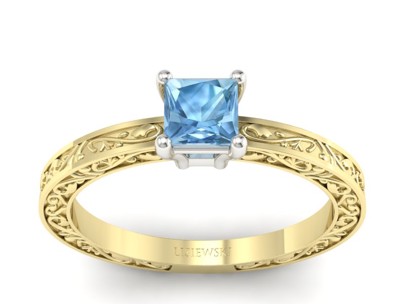 Pierścionek z topazem żółte białe złoto - p16275zba