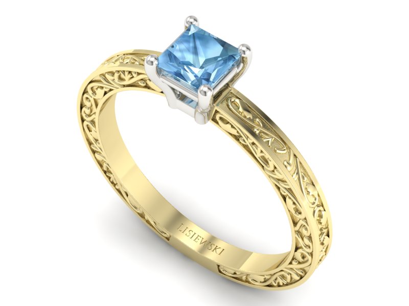 Pierścionek z topazem żółte białe złoto - p16275zba — zdjęcie 3