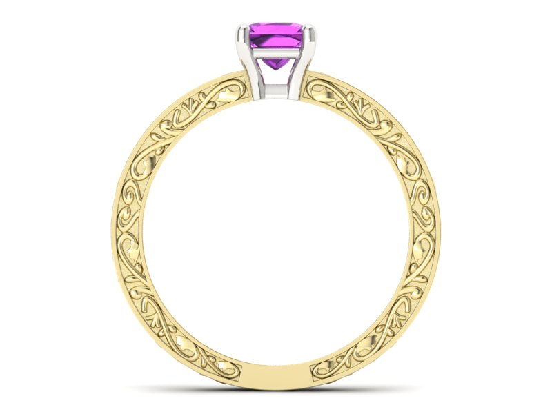 Pierścionek z ametystem żółte i białe złoto - p16275zbat — zdjęcie 2