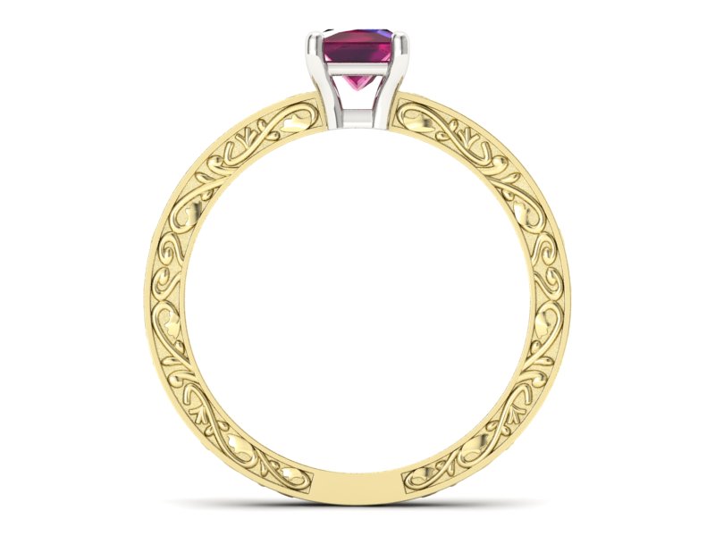 Pierścionek z rubinem żółte białe złoto - p16275zbr — zdjęcie 2