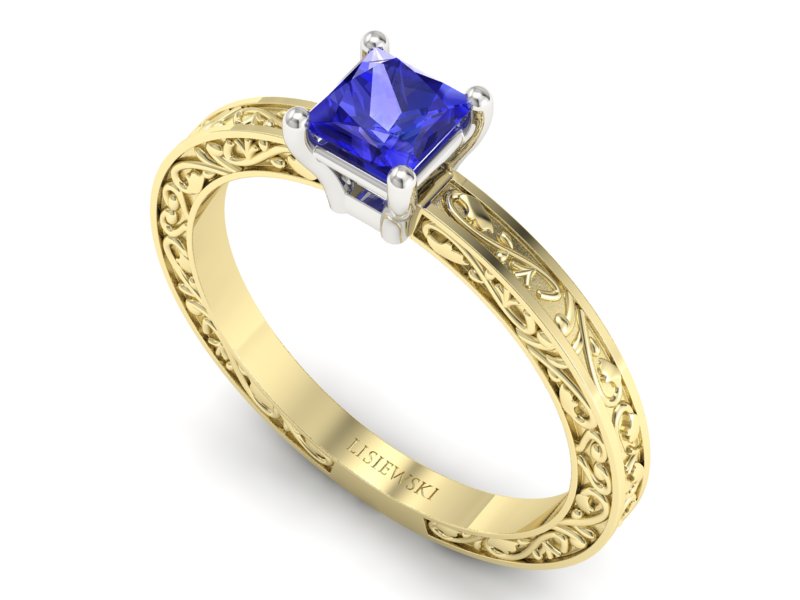 Pierścionek z szafirem żółte białe złoto - p16275zbszc — zdjęcie 3