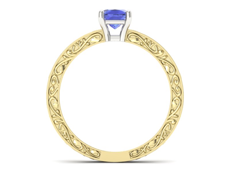 Pierścionek z tanzanitem żółte białe złoto - p16275zbt — zdjęcie 2