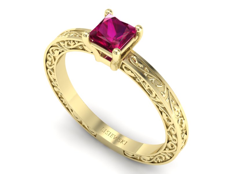 Złoty pierścionek z rubinem żółte złoto - p16275zr — zdjęcie 3