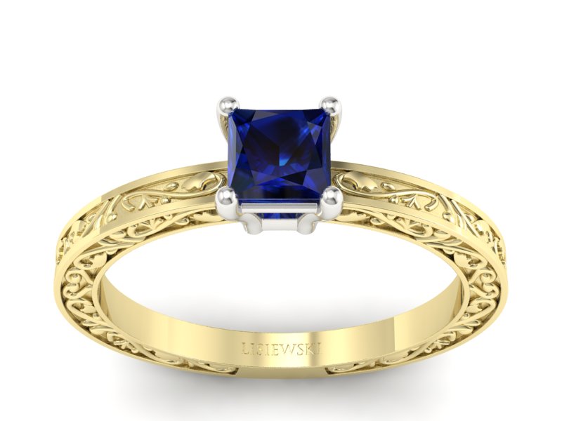 Złoty pierścionek z szafirem żółte złoto - p16275zsz