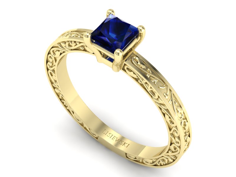 Złoty pierścionek z szafirem żółte złoto - p16275zsz — zdjęcie 3