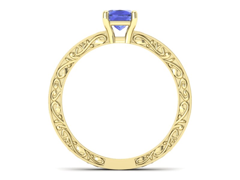 Złoty pierścionek z tanzanitem żółte złoto - p16275zt — zdjęcie 2