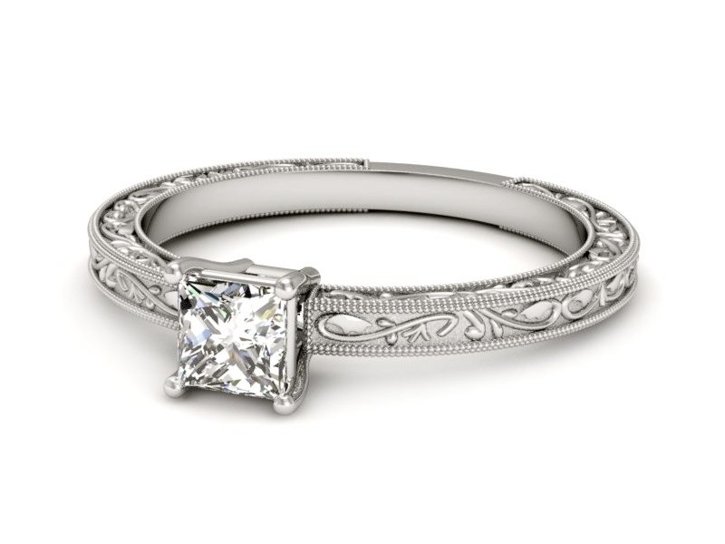 Złoty pierścionek z diamentem białe złoto - p16276b — zdjęcie 5