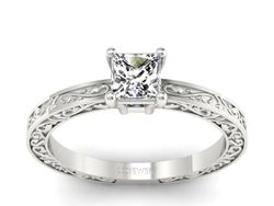 Złoty pierścionek z diamentem białe złoto - p16276b