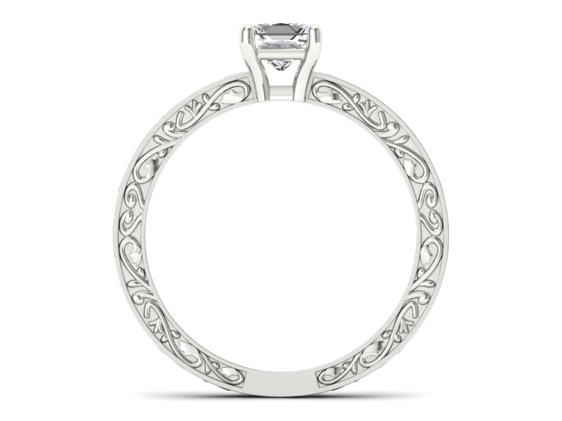 Złoty pierścionek z diamentem białe złoto - p16276b — zdjęcie 2