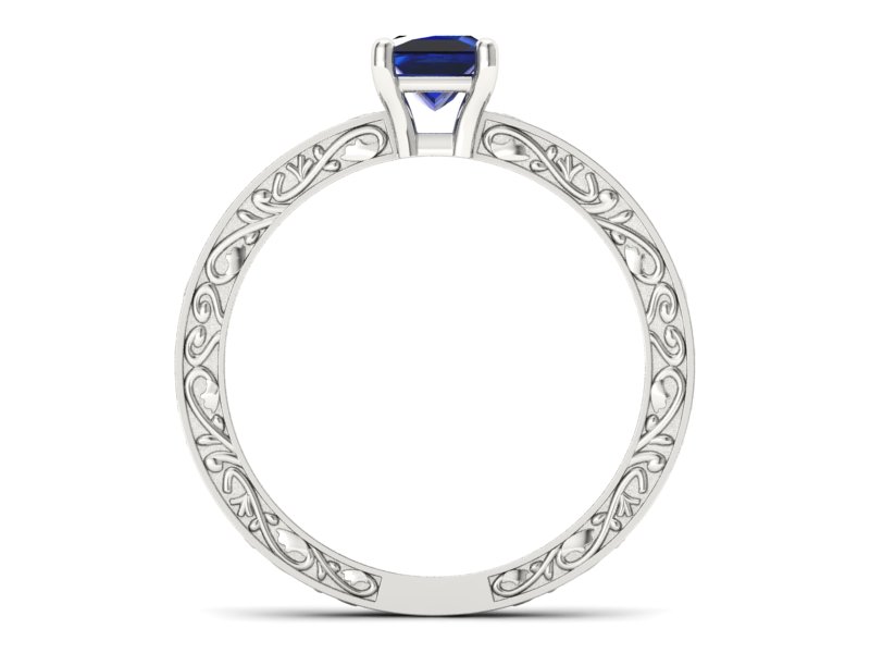 Złoty pierścionek z szafirem białe złoto - p16276bsz — zdjęcie 2