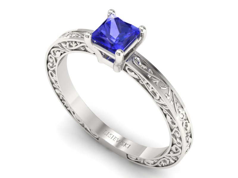 Złoty pierścionek z szafirem białe złoto - p16276bszc — zdjęcie 3