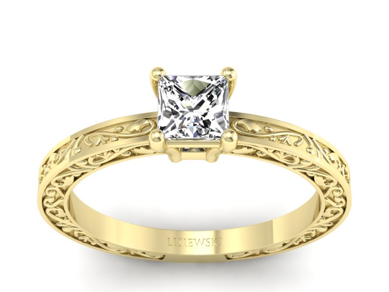 Złoty pierścionek z diamentem żółte złoto - p16276z