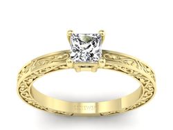 Złoty pierścionek z diamentem żółte złoto - p16276z