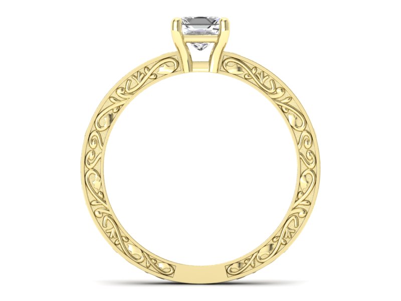 Złoty pierścionek z diamentem żółte złoto - p16276z — zdjęcie 2