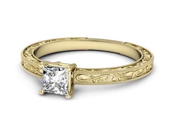 Złoty Pierścionek z diamentem żółte złoto 585 - p16276z