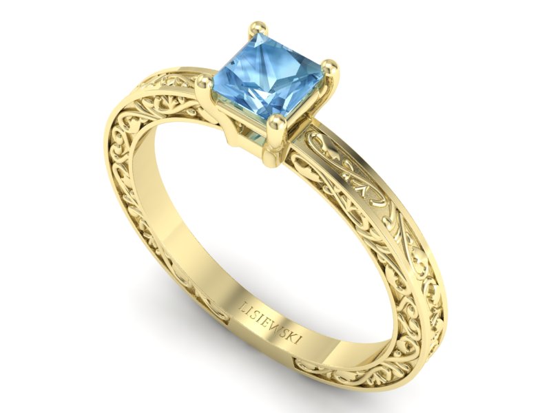 Złoty pierścionek z topazem żółte złoto - p16276za — zdjęcie 3