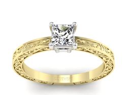 Pierścionek z diamentem żółte białe złoto - p16276zb