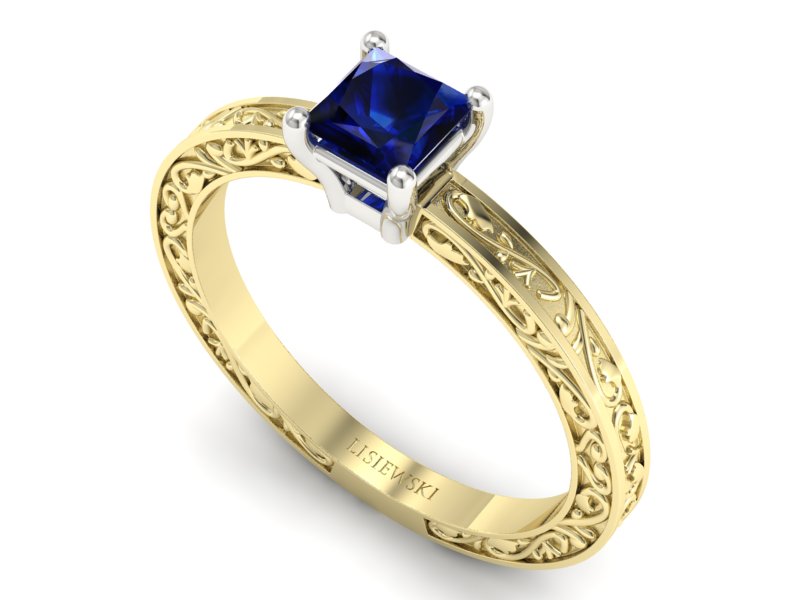 Pierścionek z szafirem żółte białe złoto - p16276zbsz — zdjęcie 3