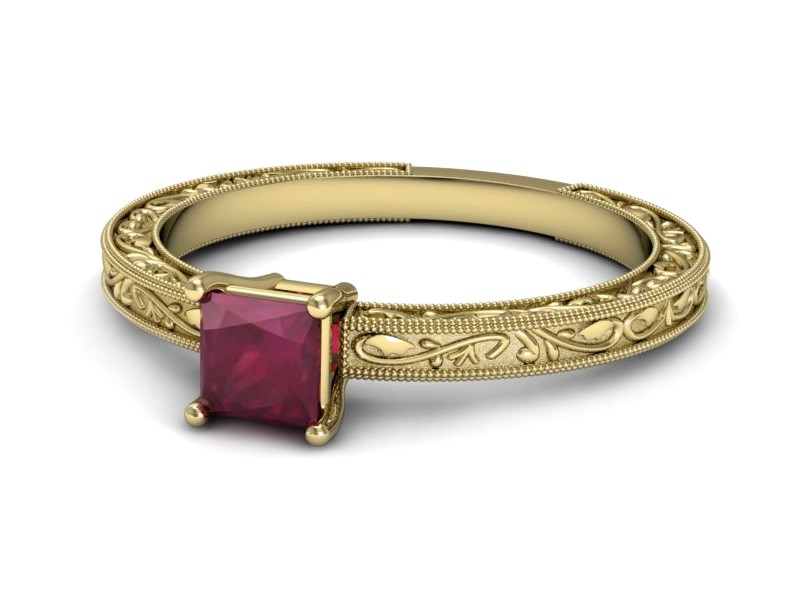 Złoty pierścionek z rubinem żółte złoto - p16276zr — zdjęcie 5