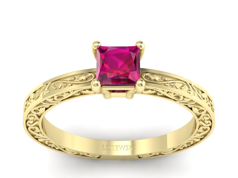 Złoty pierścionek z rubinem żółte złoto - p16276zr