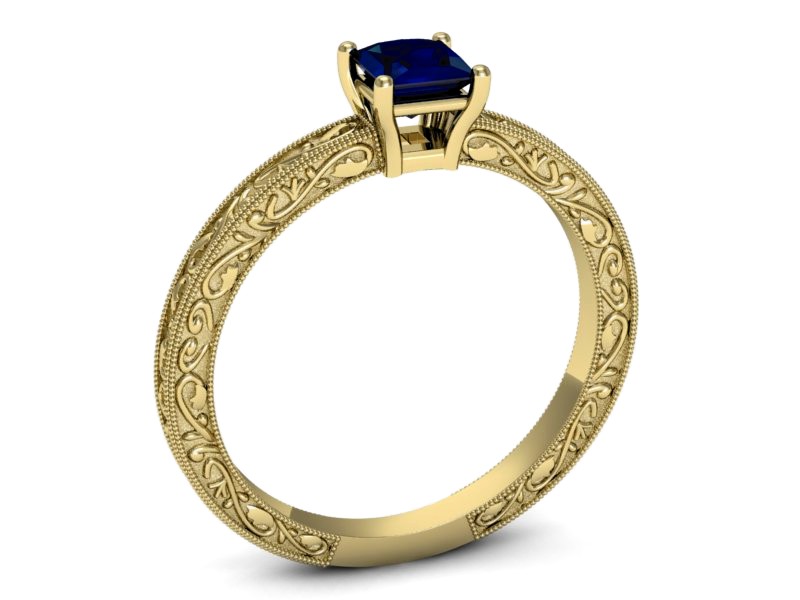 Złoty pierścionek z szafirem żółte złoto - p16276zsz — zdjęcie 3