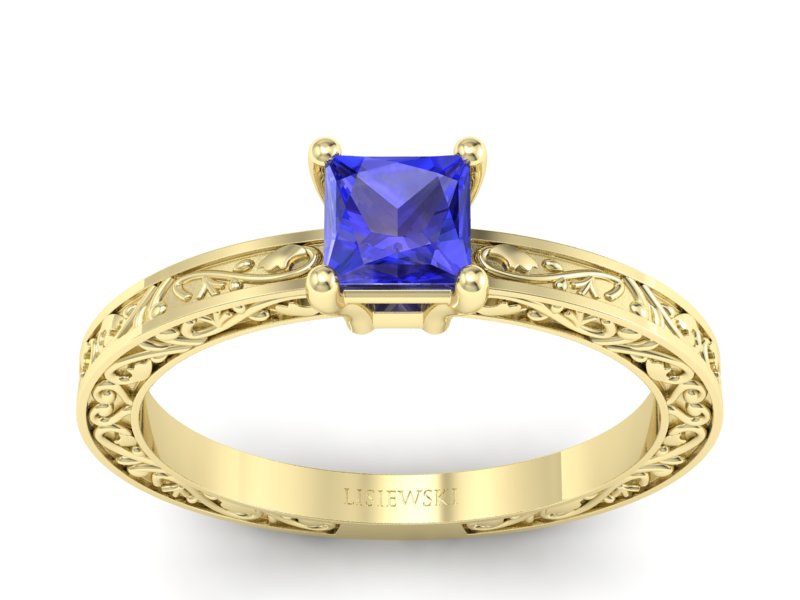 Złoty pierścionek z szafirem żółte złoto szafir - p16276zszc