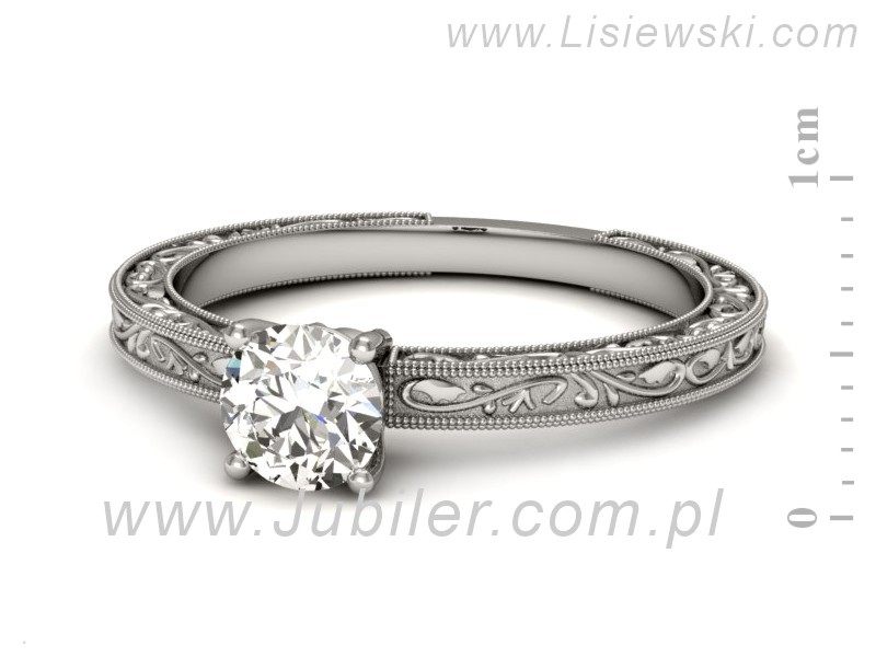 Złoty pierścionek z brylantem białe złoto - p16277b — zdjęcie 5