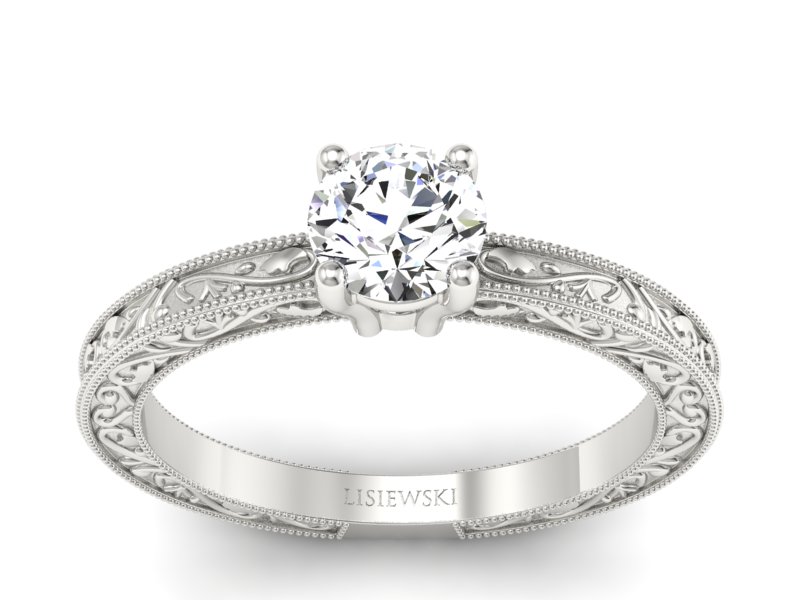 Złoty pierścionek z brylantem białe złoto - p16277b