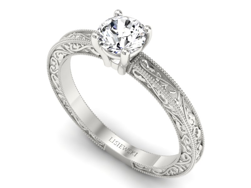 Złoty pierścionek z brylantem białe złoto - p16277b — zdjęcie 3