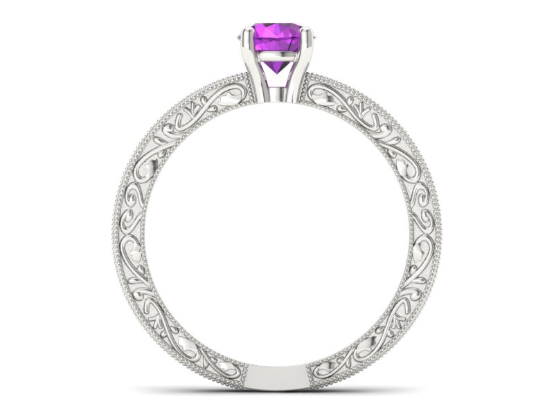 Złoty pierścionek z ametystem białe złoto - p16277bat — zdjęcie 2