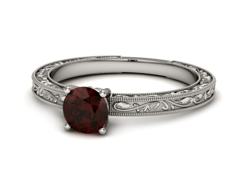 Złoty pierścionek z granatem białe złoto - p16277bgr — zdjęcie 5