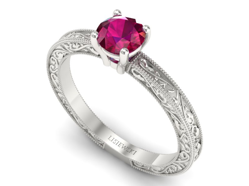 Złoty pierścionek z rubinem białe złoto - p16277br — zdjęcie 3