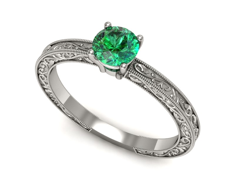 Czarujący złoty pierścionek ze szmaragdem - p16277bsm — zdjęcie 4