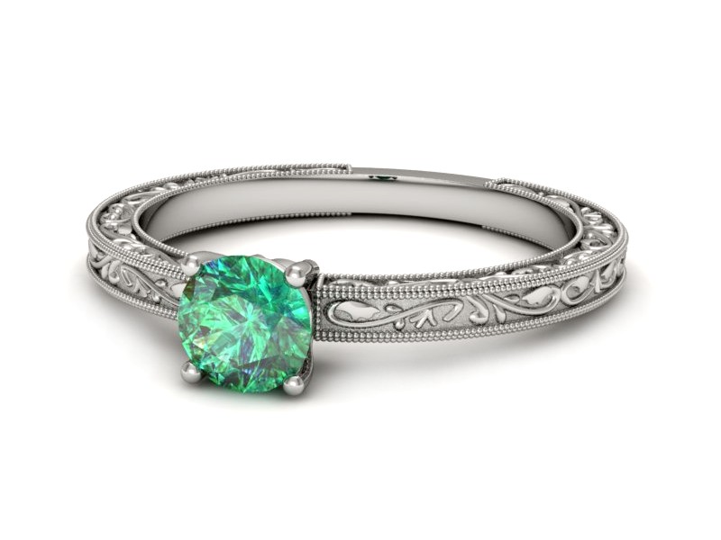 Czarujący złoty pierścionek ze szmaragdem - p16277bsm — zdjęcie 5