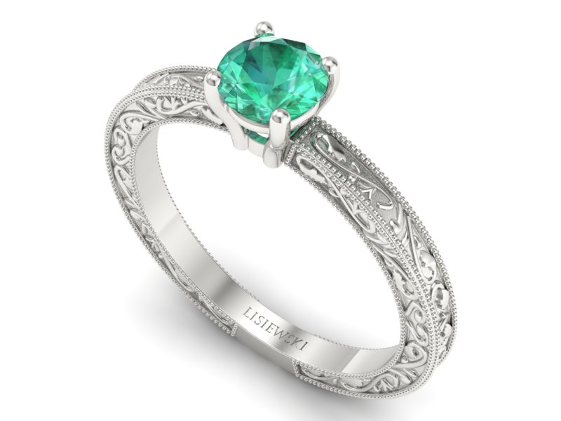 Czarujący złoty pierścionek ze szmaragdem - p16277bsm — zdjęcie 3