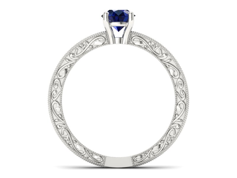 Złoty pierścionek z szafirem białe złoto - p16277bsz — zdjęcie 2