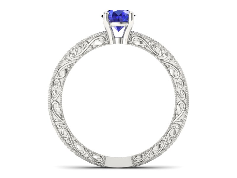 Złoty pierścionek z szafirem białe złoto - p16277bszc — zdjęcie 2