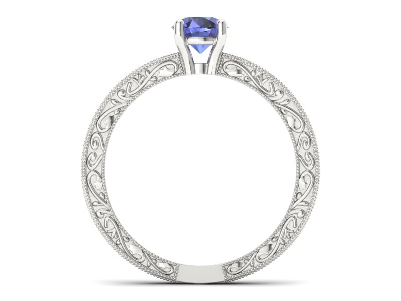 Złoty pierścionek z tanzanitem białe złoto - p16277bt — zdjęcie 2