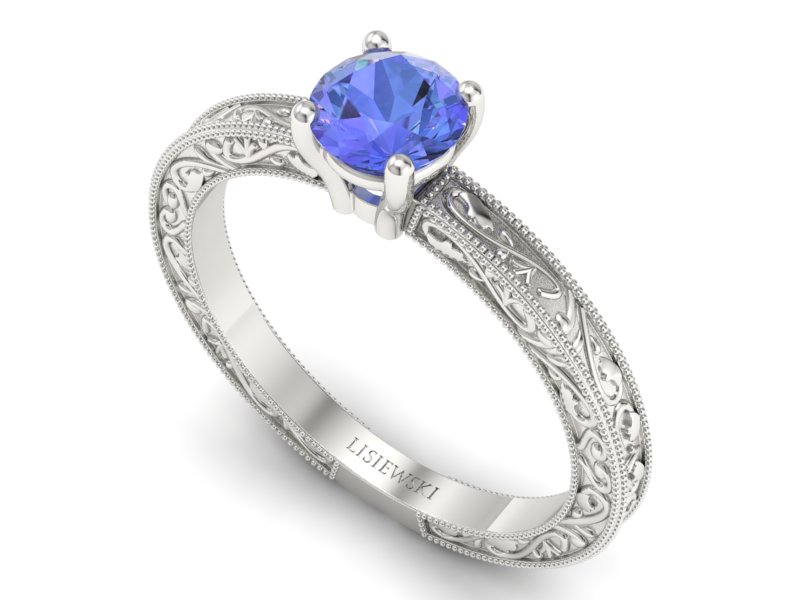 Złoty pierścionek z tanzanitem białe złoto - p16277bt — zdjęcie 3