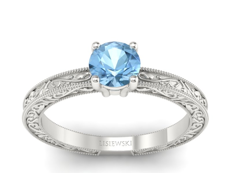 Złoty pierścionek z topazem białe złoto - p16277btp