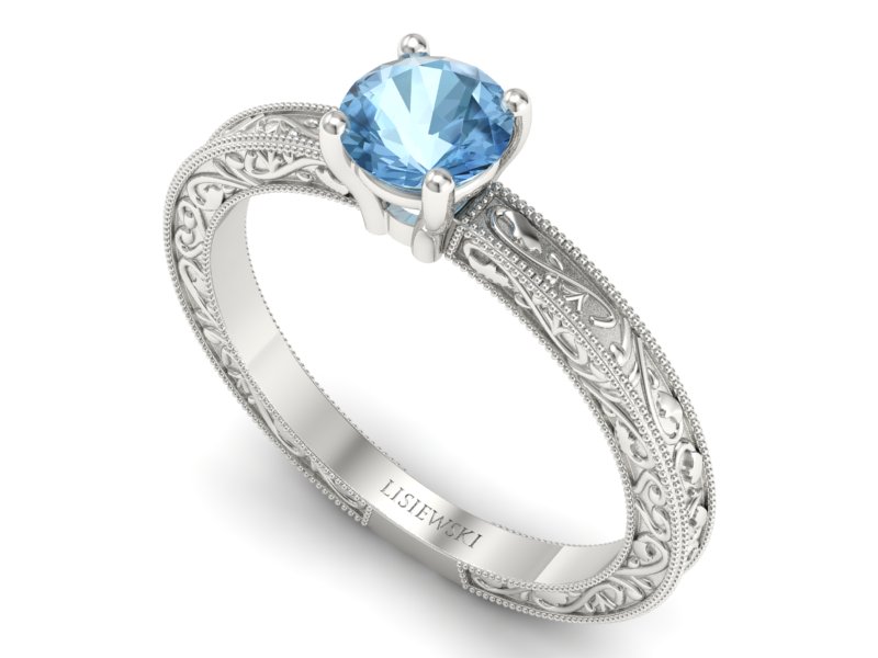 Złoty pierścionek z topazem białe złoto - p16277btp — zdjęcie 3