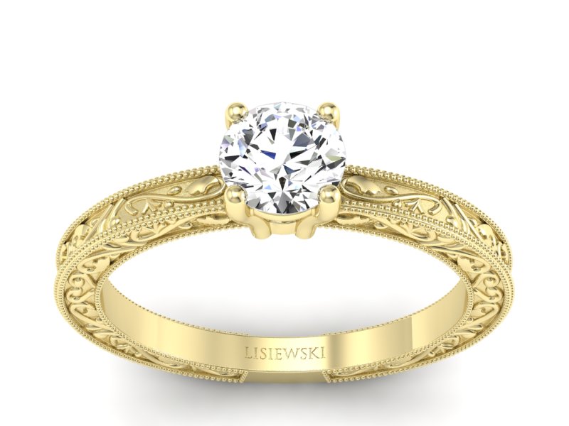 Złoty pierścionek z brylantem żółte złoto - p16277z